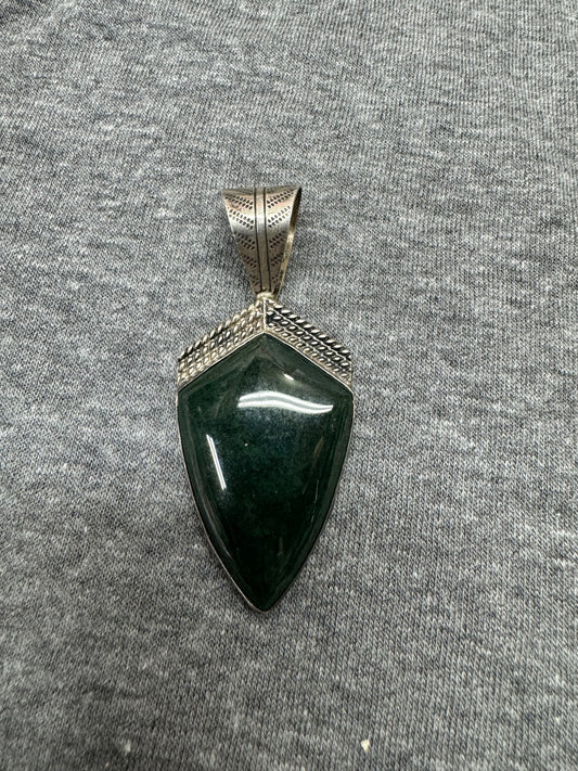 Moss Agate and Sterling Pendant