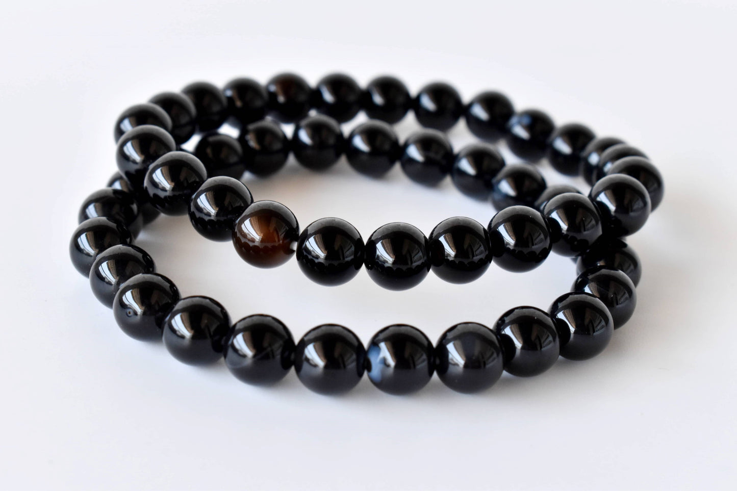 Black Onyx Crystal Gemstone Bracelet 6mm and 8mm
