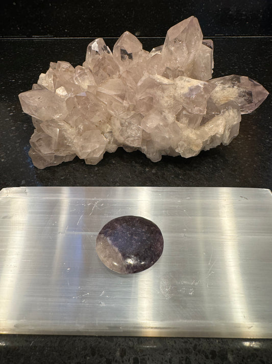 Lepidolite Flat Crystal Smooth Stone