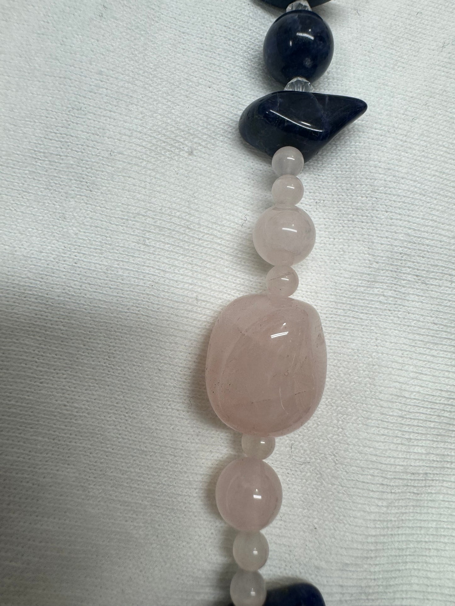 Rose Quartz and Sodalite and sterling Necklace