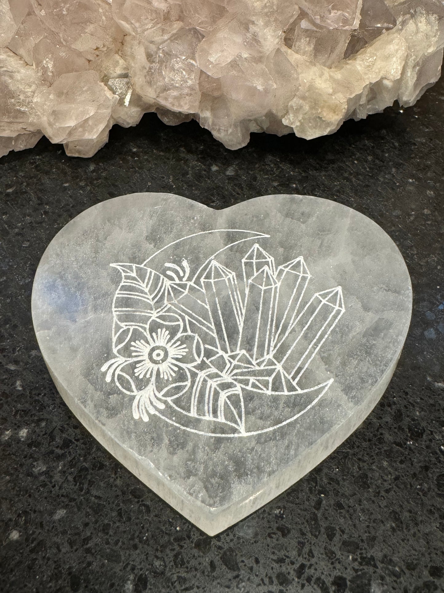 Selenite Crystal Heart Charging Plate