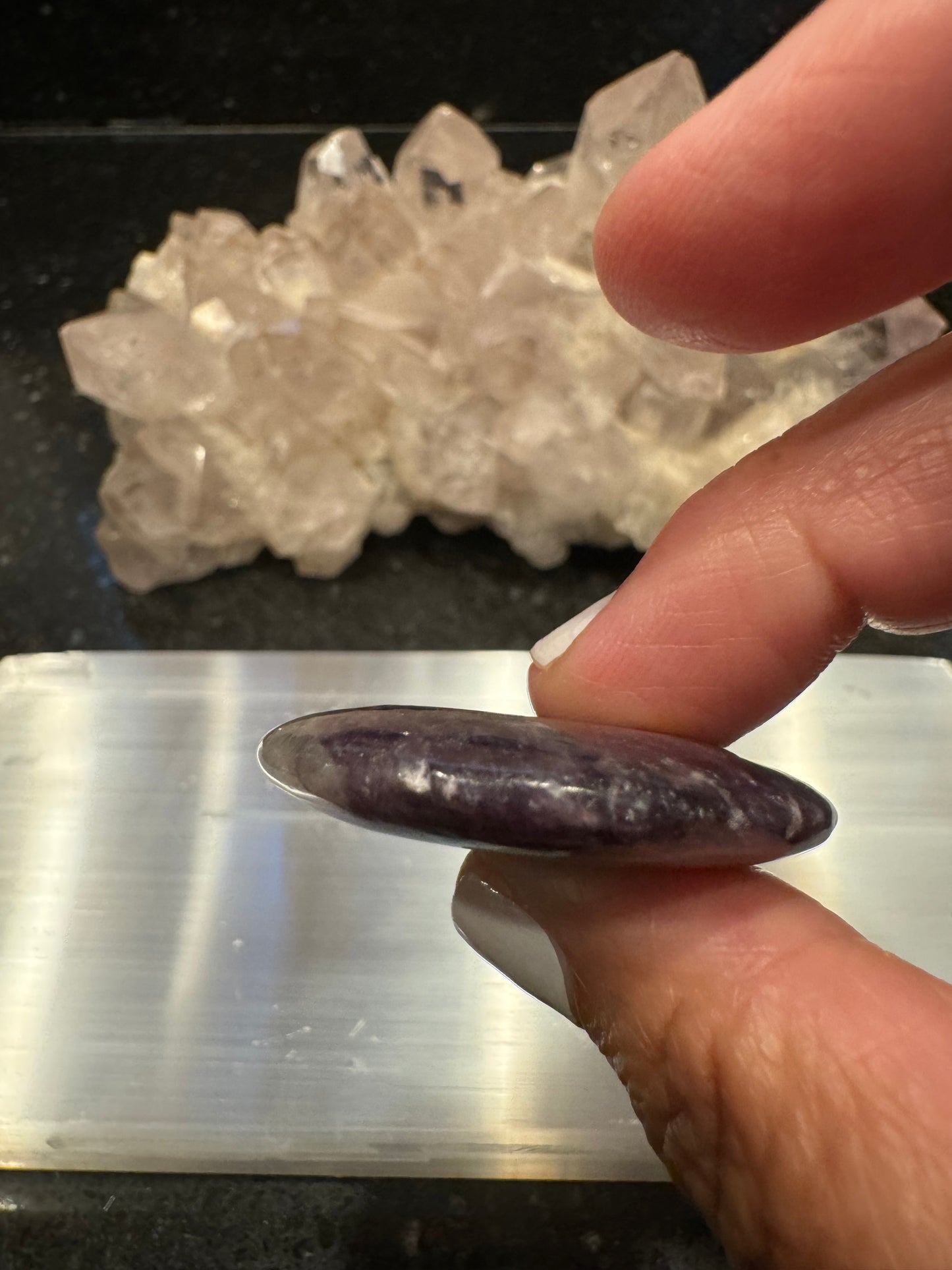 Lepidolite Flat Crystal Smooth Stone