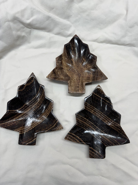 Chocolate Onyx Pine Tree Dish