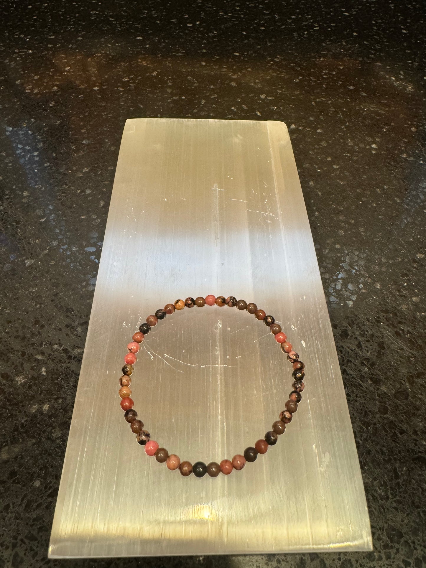 Rhodonite Crystal Bracelet 4mm