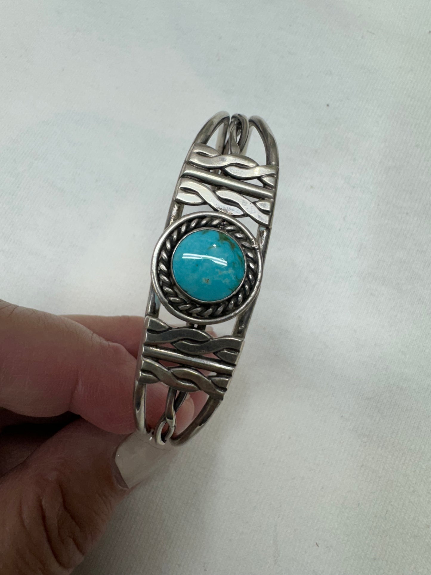 Vintage Native American Indian Turquoise and Sterling Bracelet