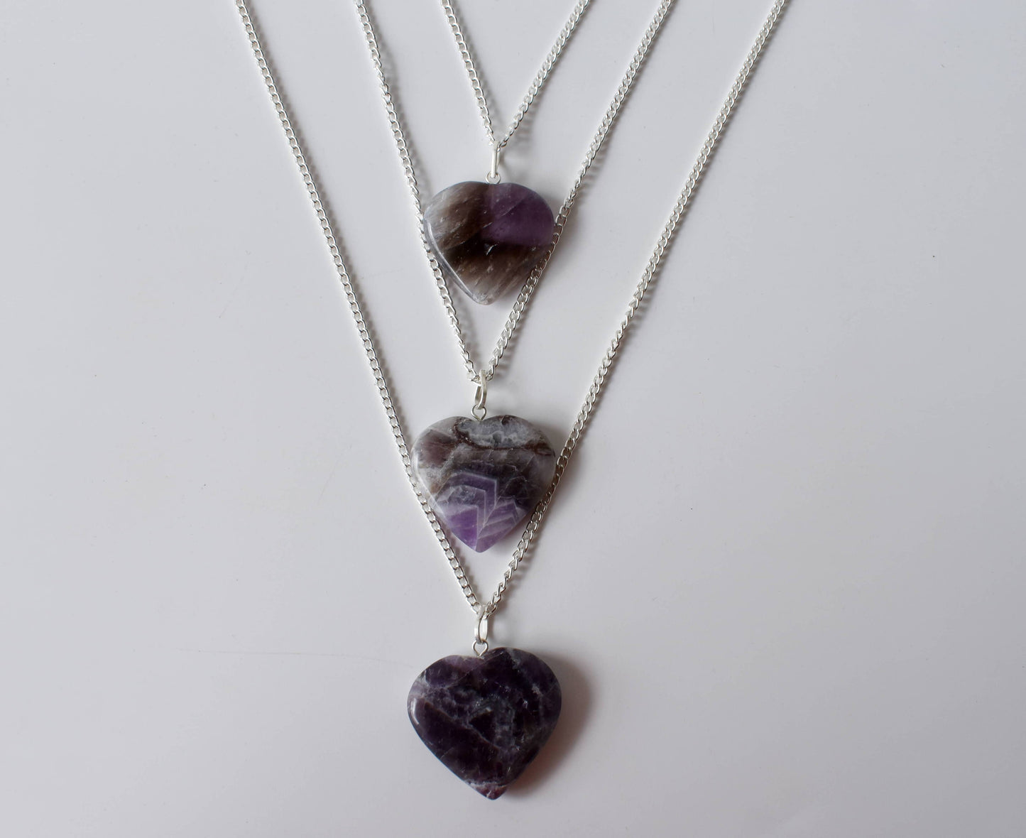 Amethyst Crystal Heart Pendant Necklace Healing Stone