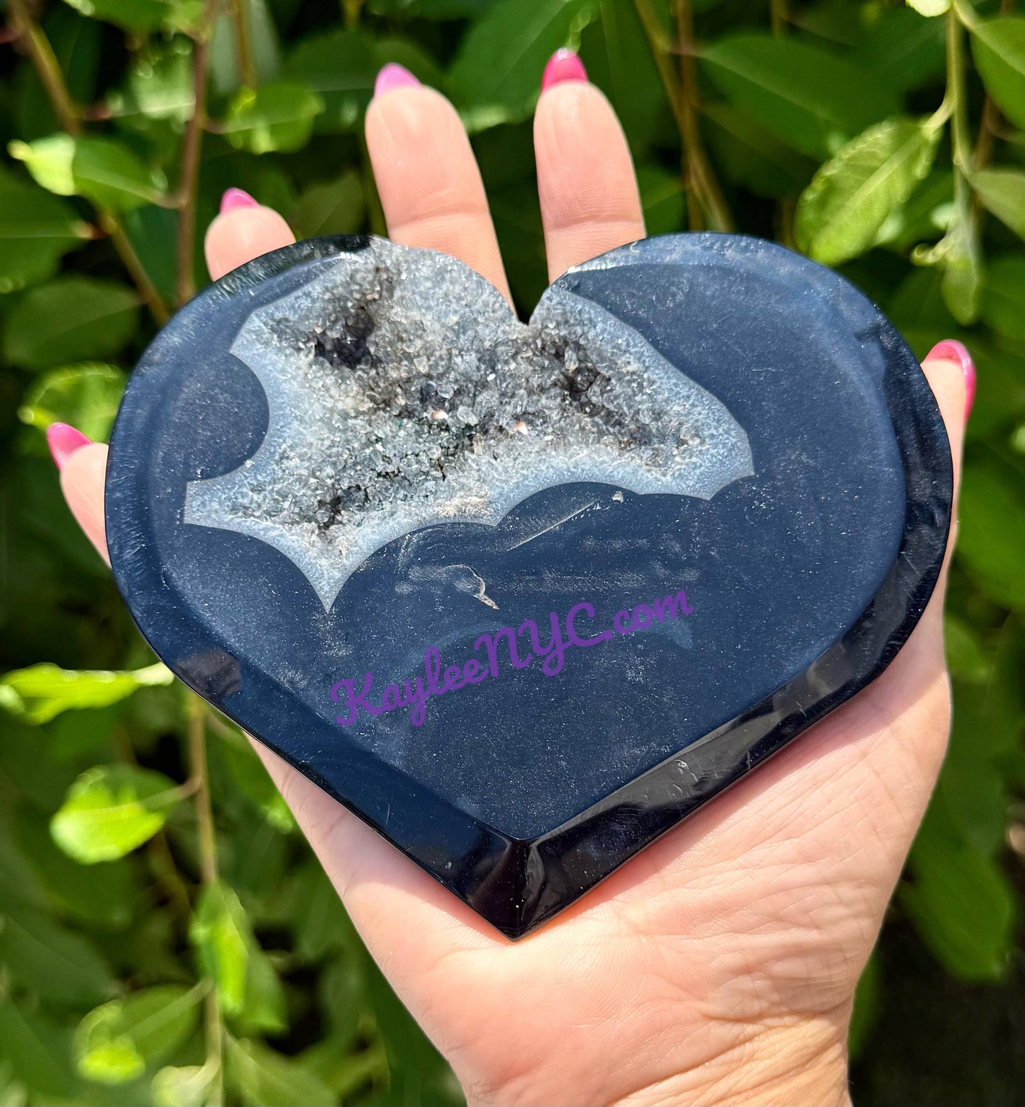 Natural Druzy Black Onyx Heart Crystal Healing -Small or Medium or Large
