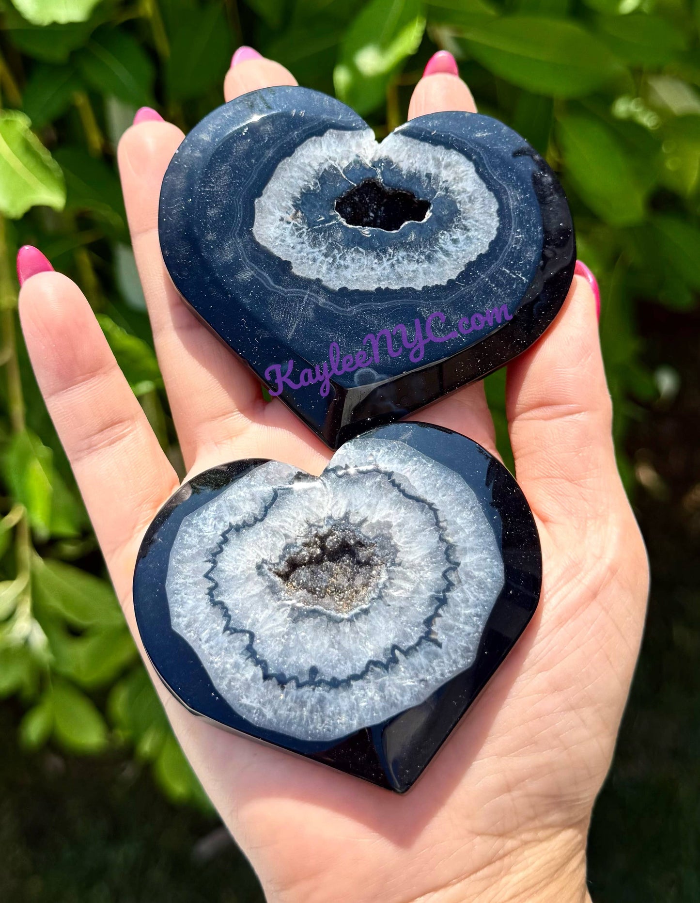 Natural Druzy Black Onyx Heart Crystal Healing -Small or Medium or Large