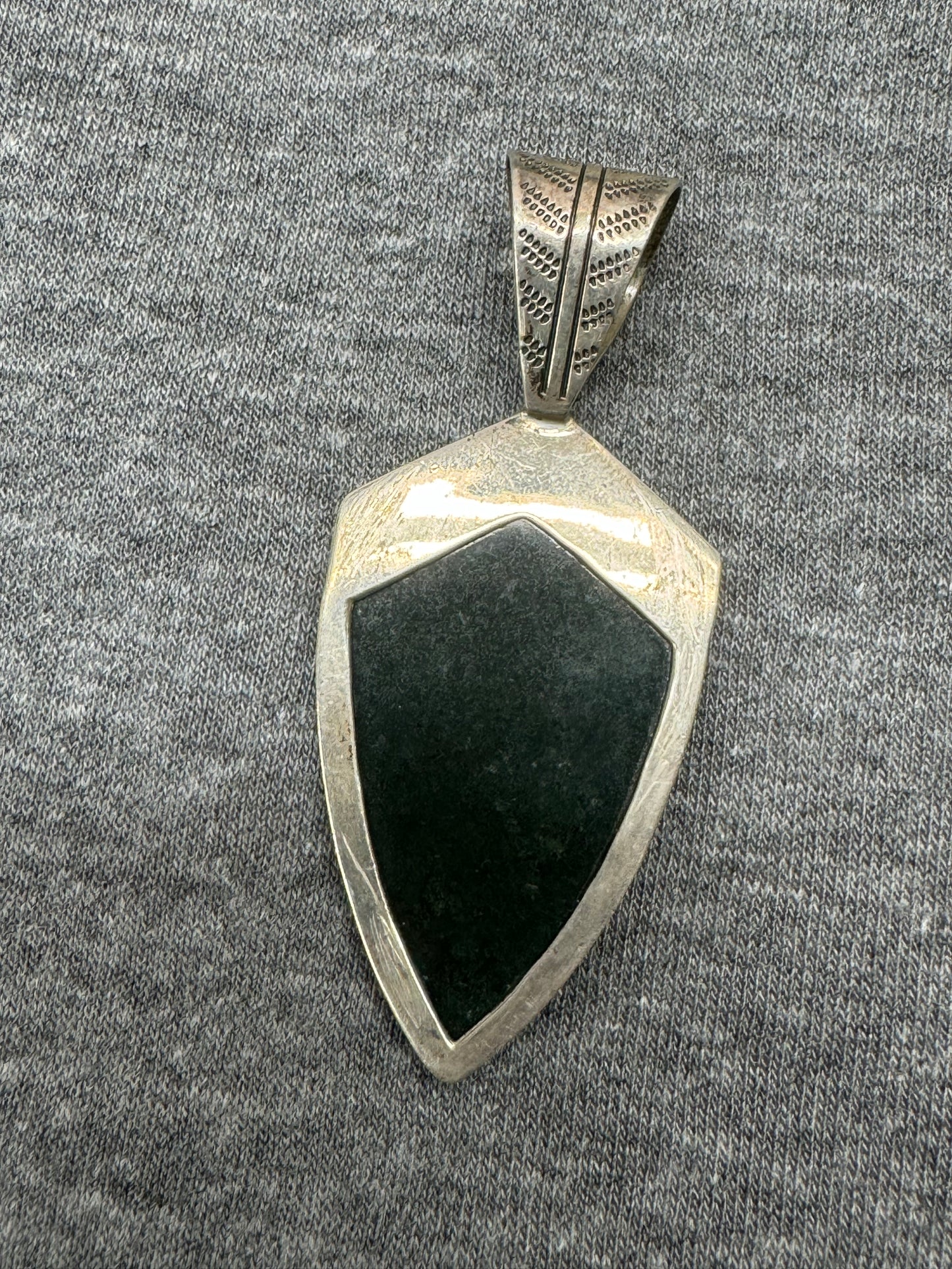 Moss Agate and Sterling Pendant