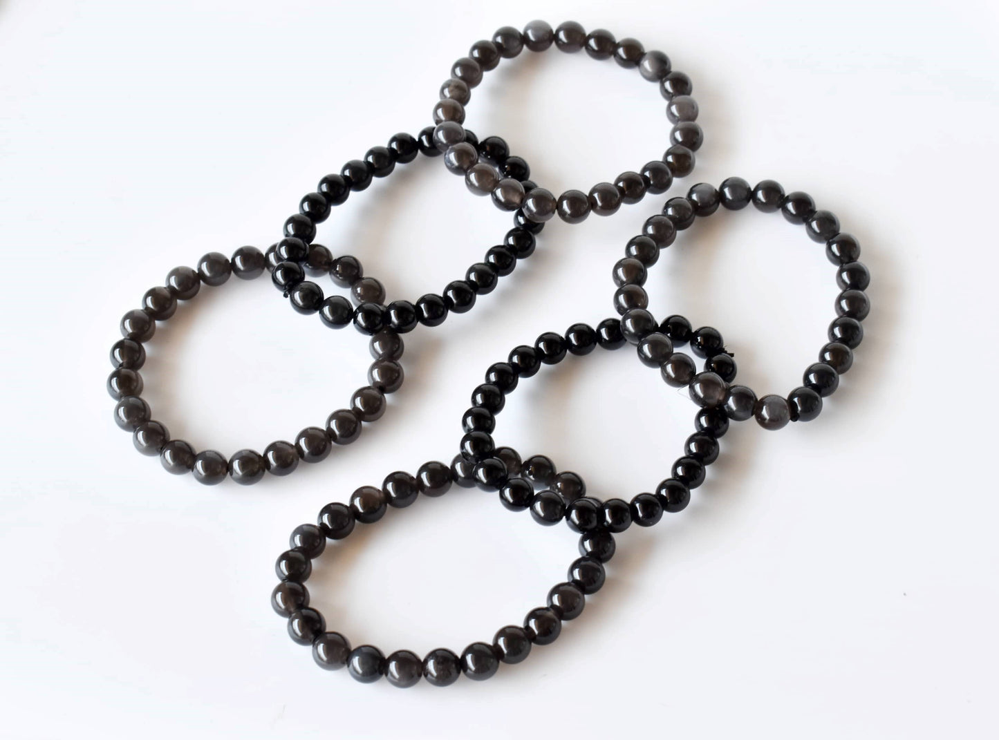 Black Obsidian Crystal Bracelet 6mm and 8mm
