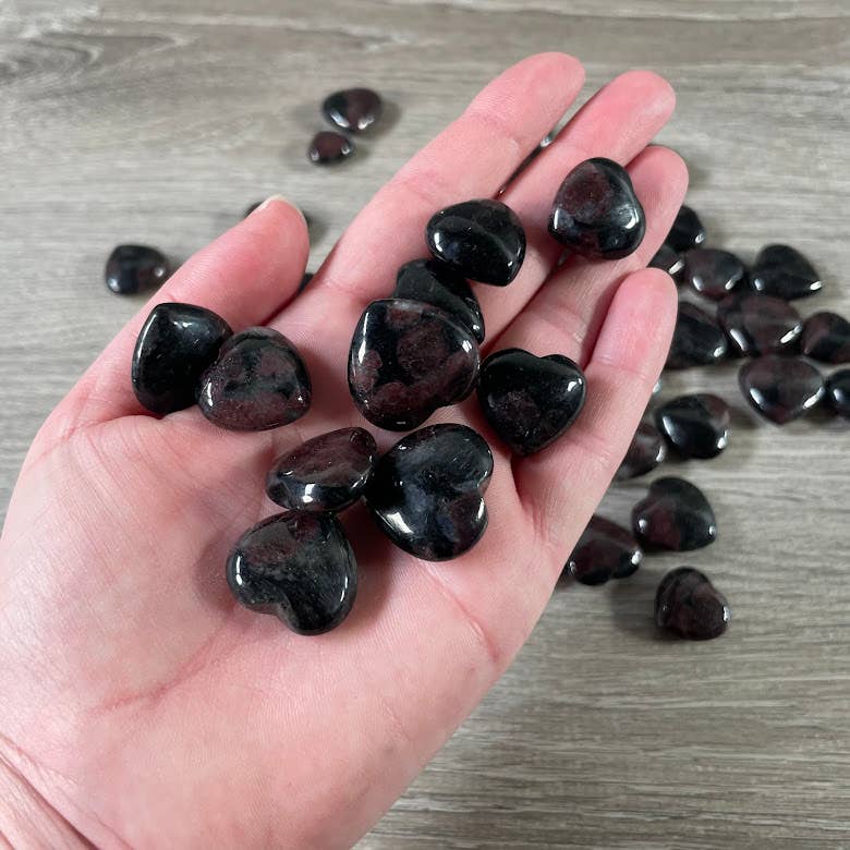 Garnet in Astrophyllite Heart – Small Crystal Heart for Gift
