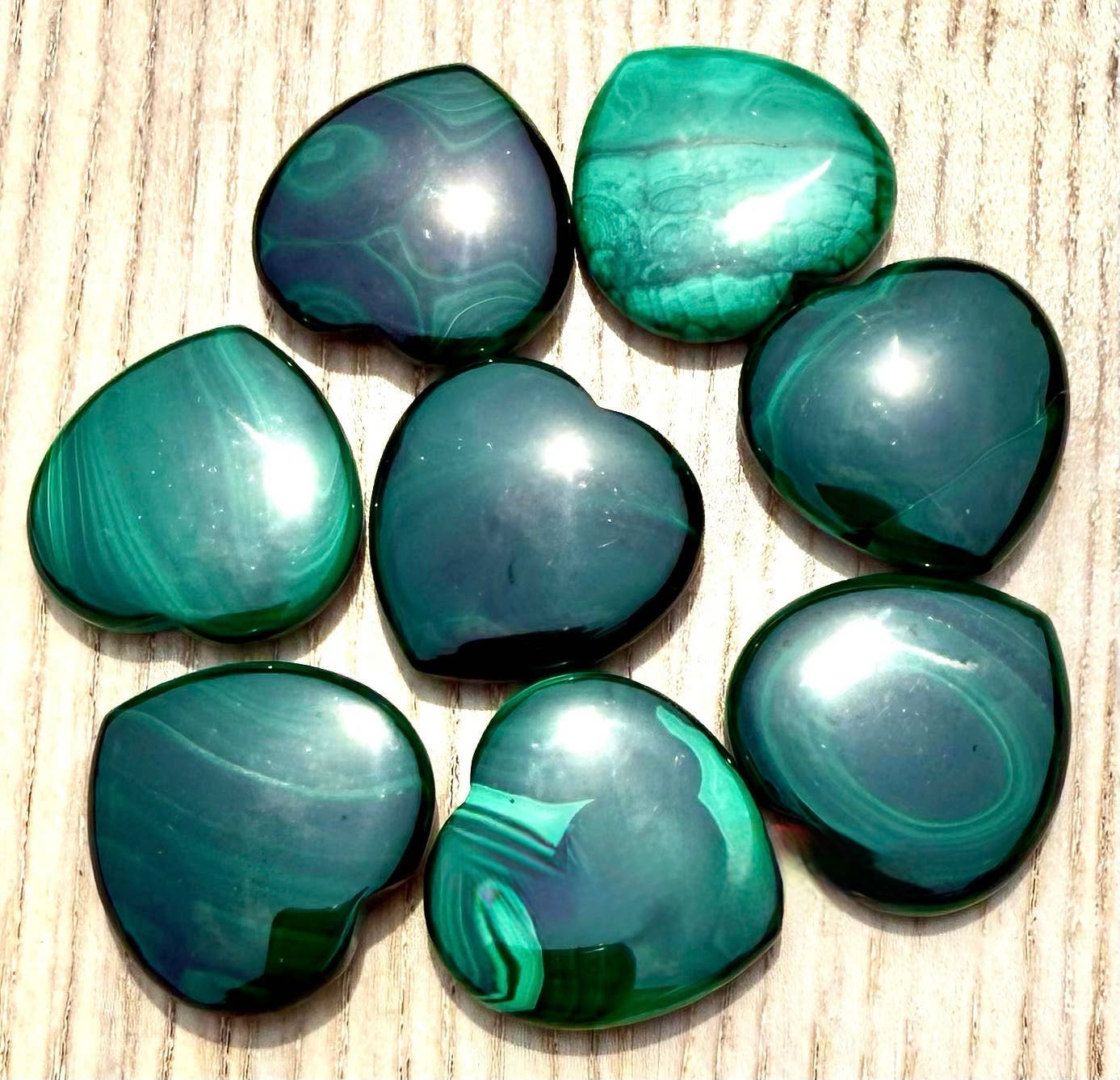 Natural Malachite Hearts 28mm Crystals Healing Energy