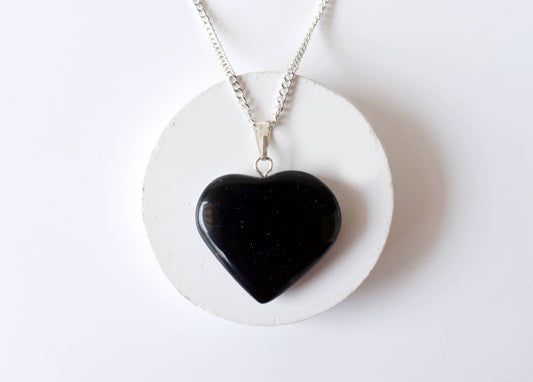 Black Tourmaline Heart Pendant, Heart Crystal Pendant