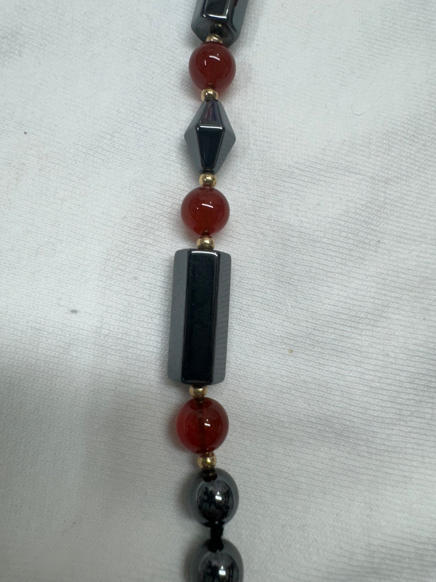 Hematite and Carnelian Necklace - hold for Dana