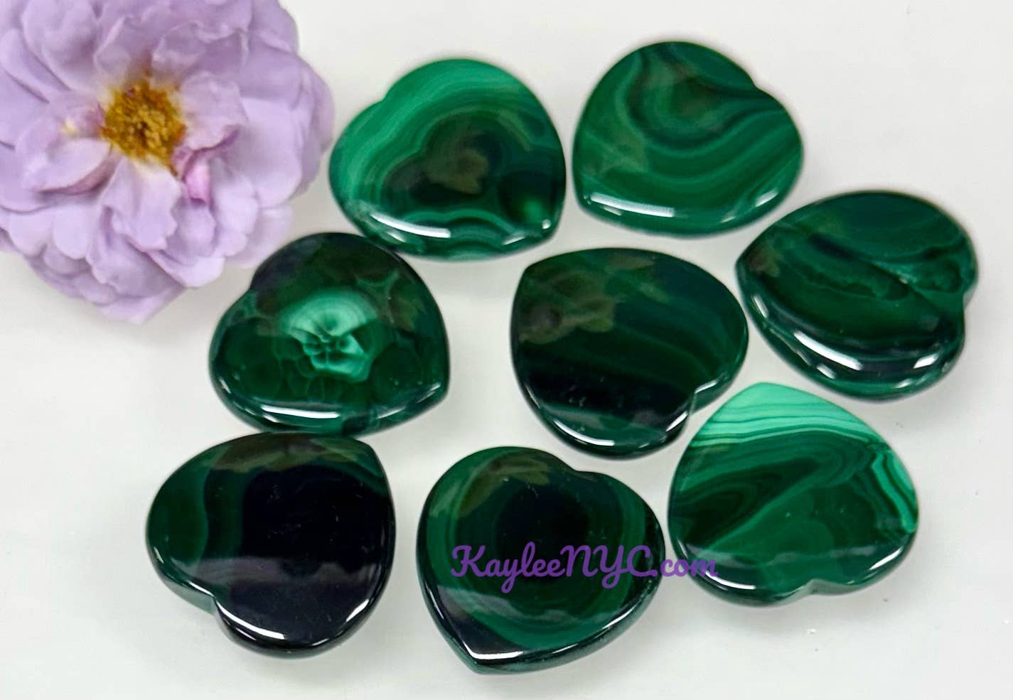 Natural Malachite Hearts 28mm Crystals Healing Energy