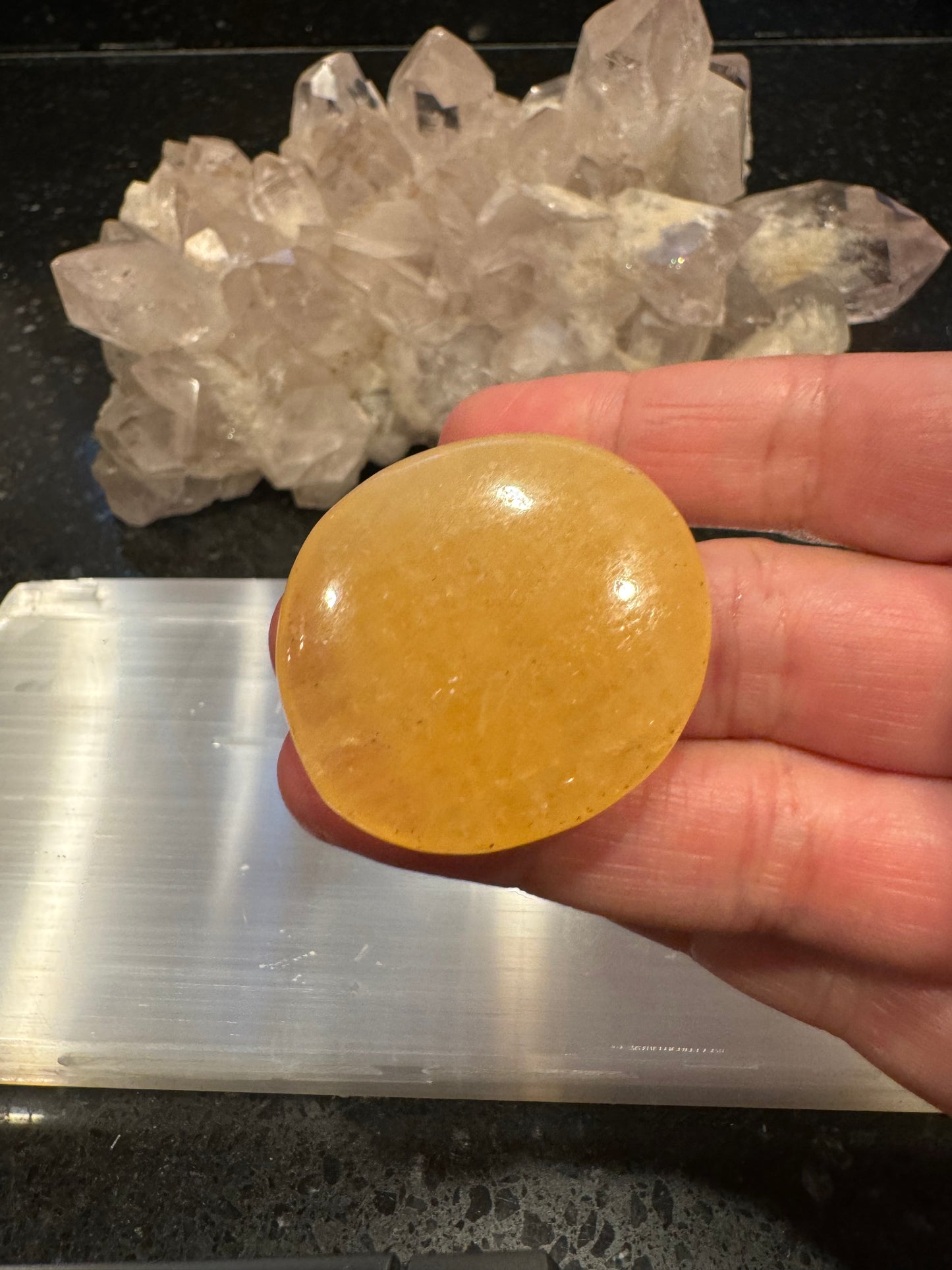 Orange Calcite Flat Crystal Smooth Stone