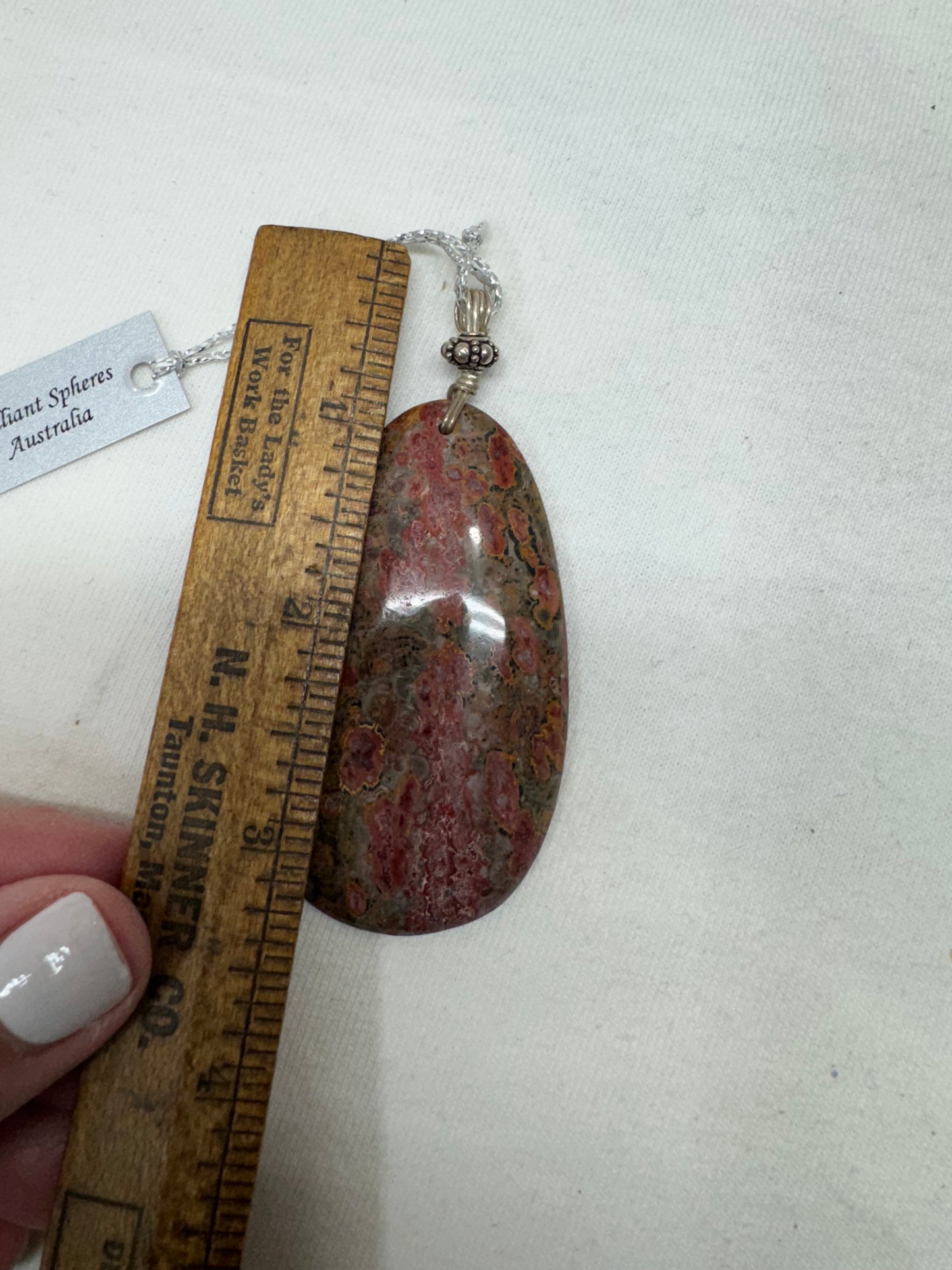 Leopard Skin Jasper and Sterling Large Pendant