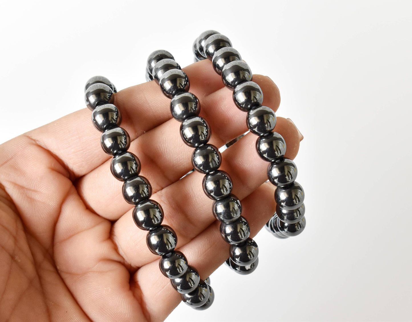 Hematite Crystal Healing Gemstone Bracelet 6mm and 8mm