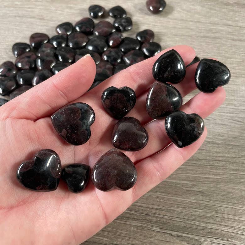 Garnet in Astrophyllite Heart – Small Crystal Heart for Gift
