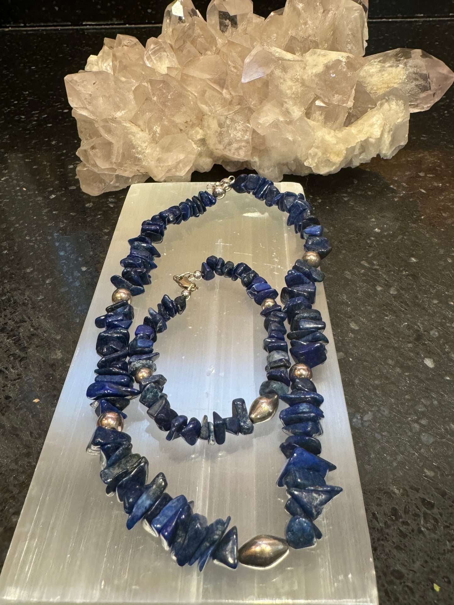 Lapis and Sterling Necklace and Bracelet Set