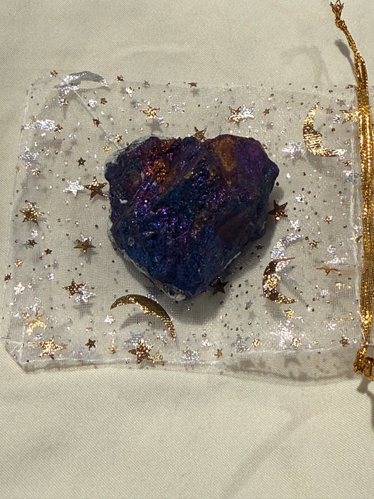Chalcopyrite In a White Charm Bag- Energetic Reset