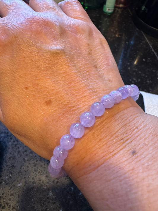 Natural Lavender Jade 6mm Crystal Bracelet