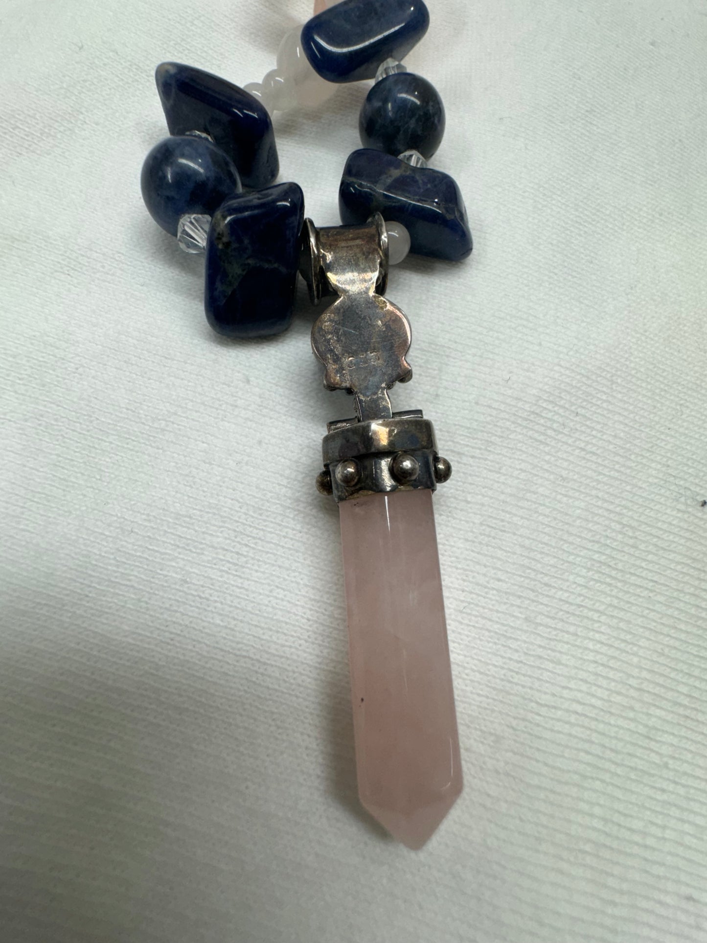 Rose Quartz and Sodalite and sterling Necklace