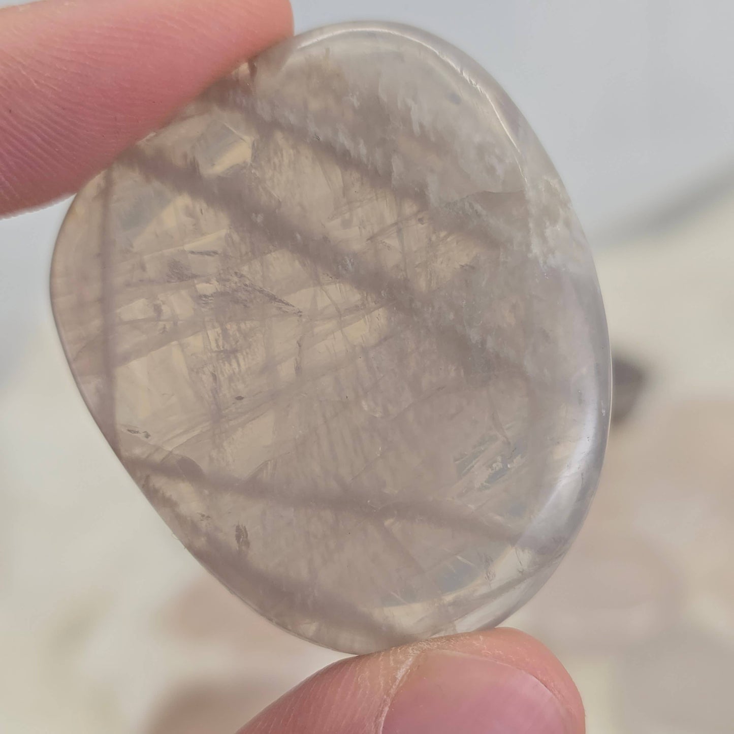 Blue Rose Quartz Crystal Flat Pocket Palm Stone 1 Piece