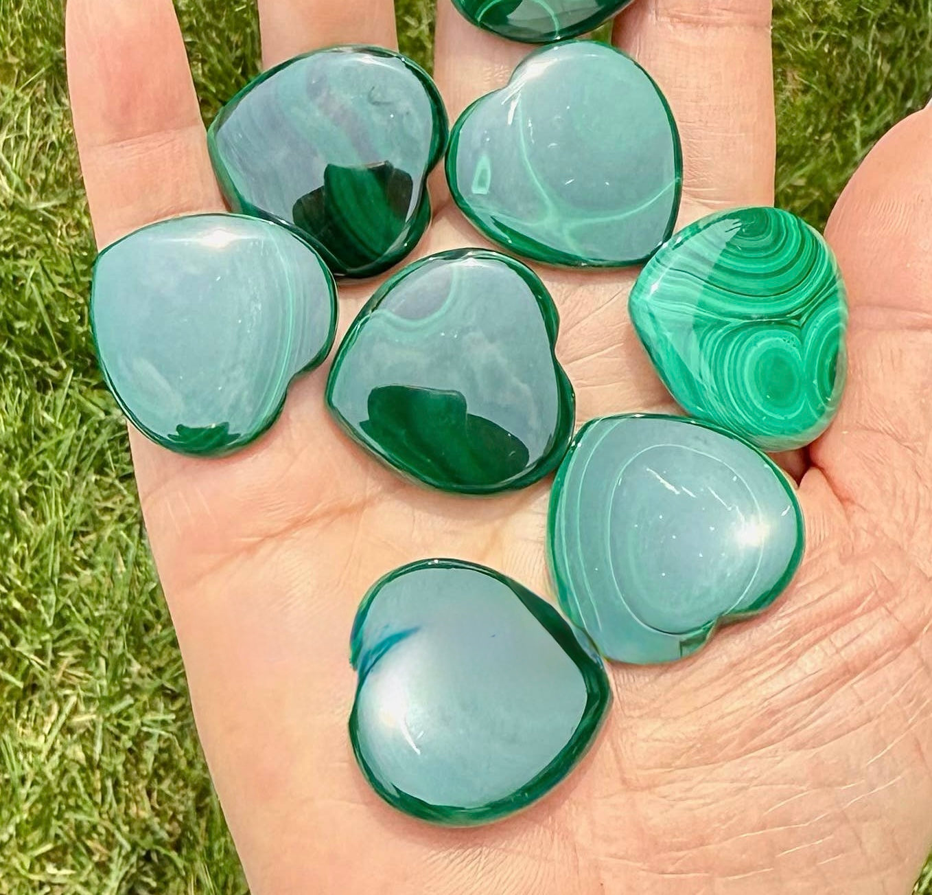 Natural Malachite Hearts 28mm Crystals Healing Energy