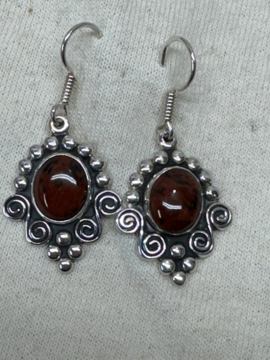 Mahogany Obsidian Sterling Earrings