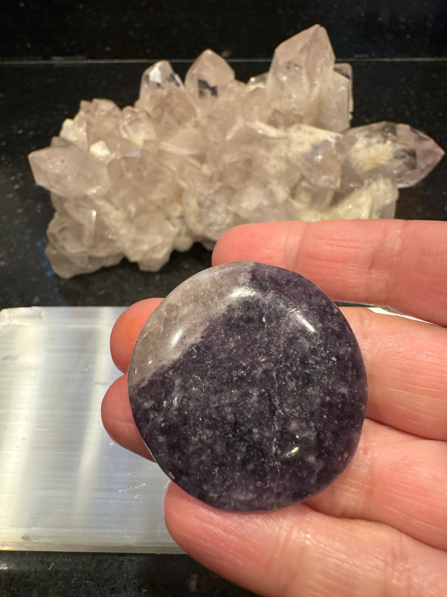 Lepidolite Flat Crystal Smooth Stone