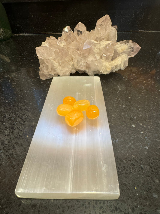 Orange Calcite Crystal Tumbled Stone- 5 total