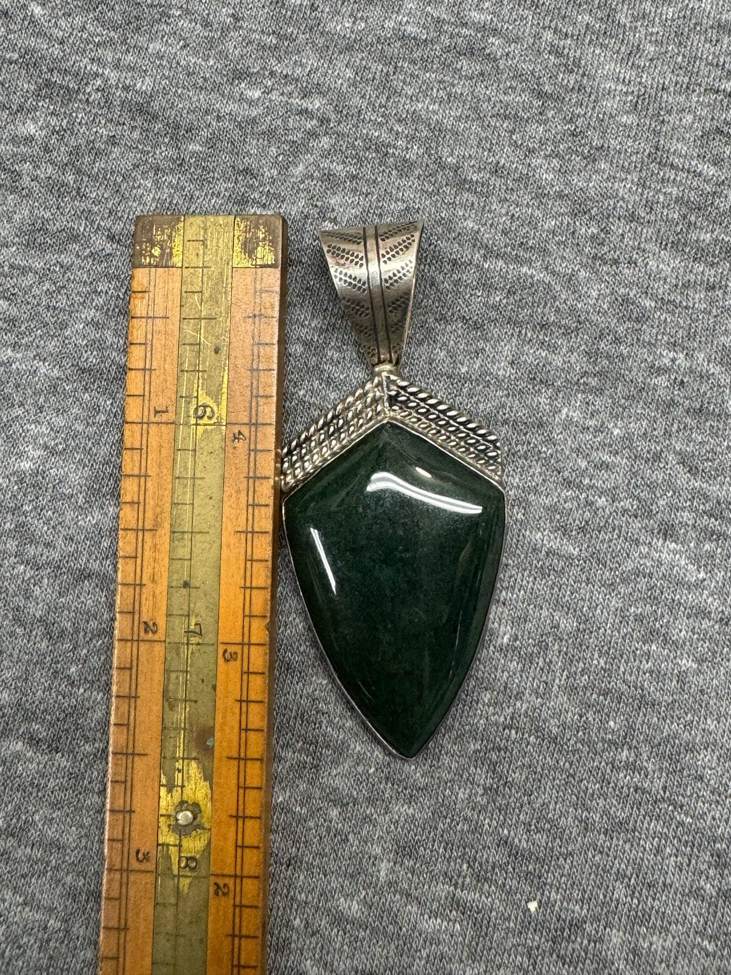 Moss Agate and Sterling Pendant