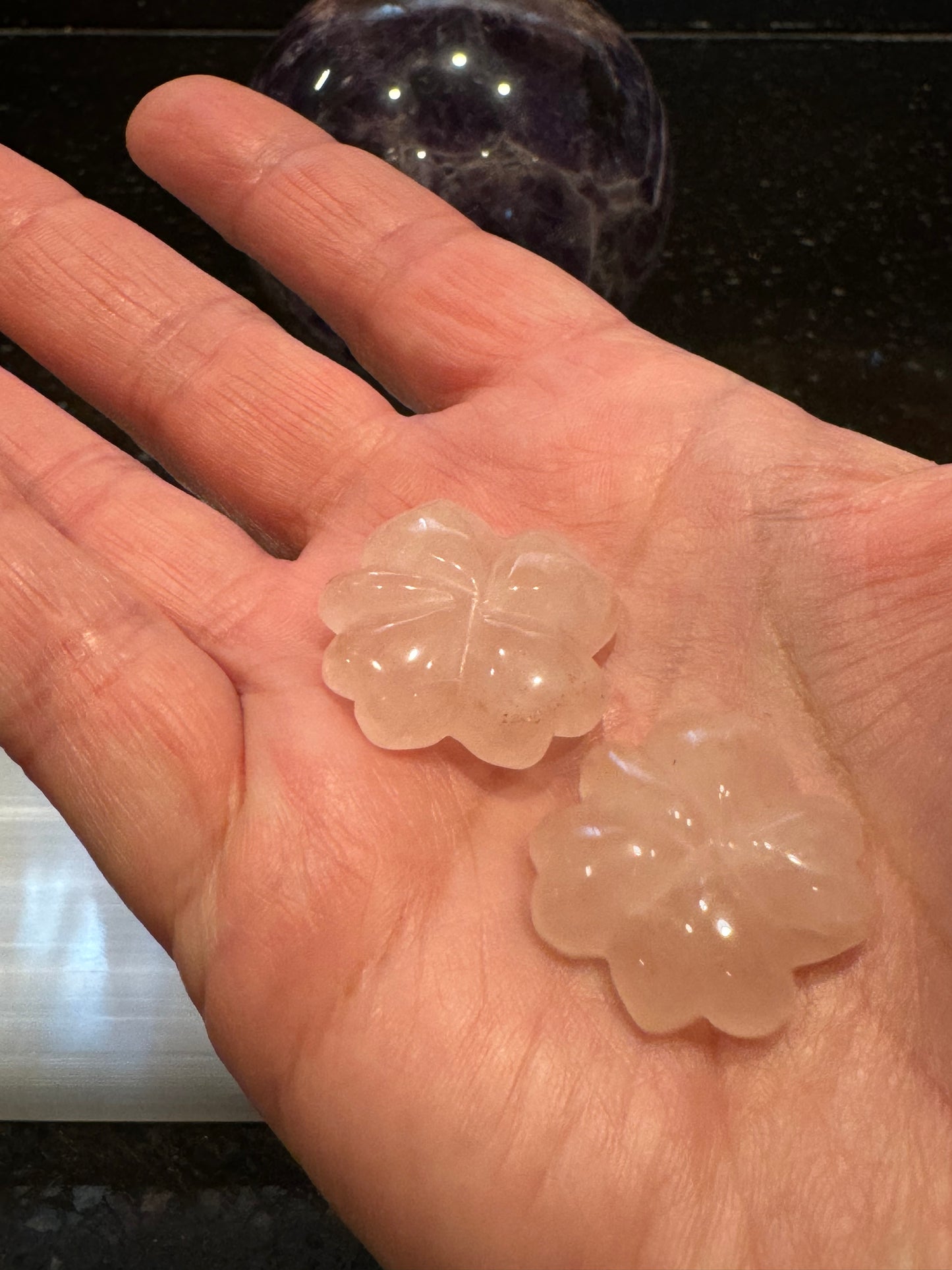 Rose Quartz Clover Set of 2