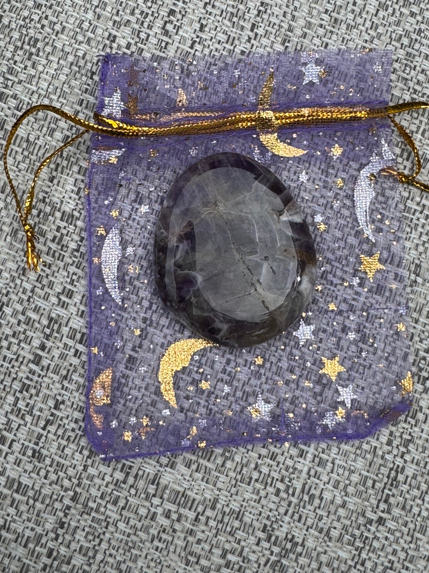 Enhance Your Intuition With Crystal Intention Pouch Amethyst Crystal in a Purple Charm Bag