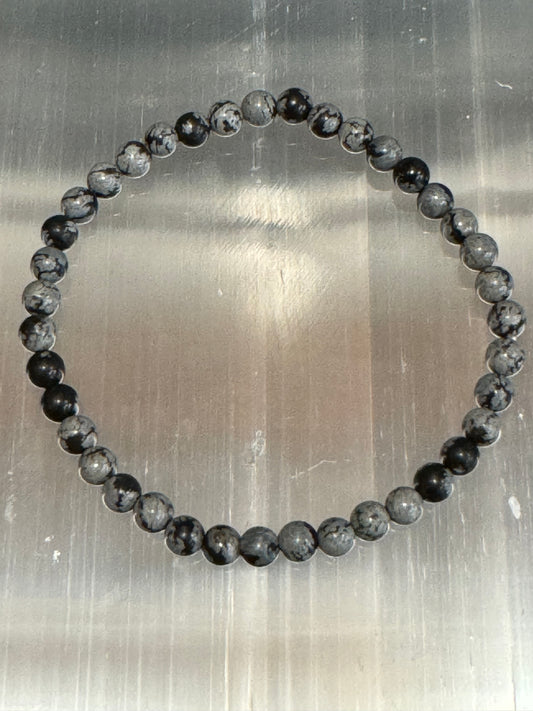 Snowflake Obsidian Bracelet 4mm