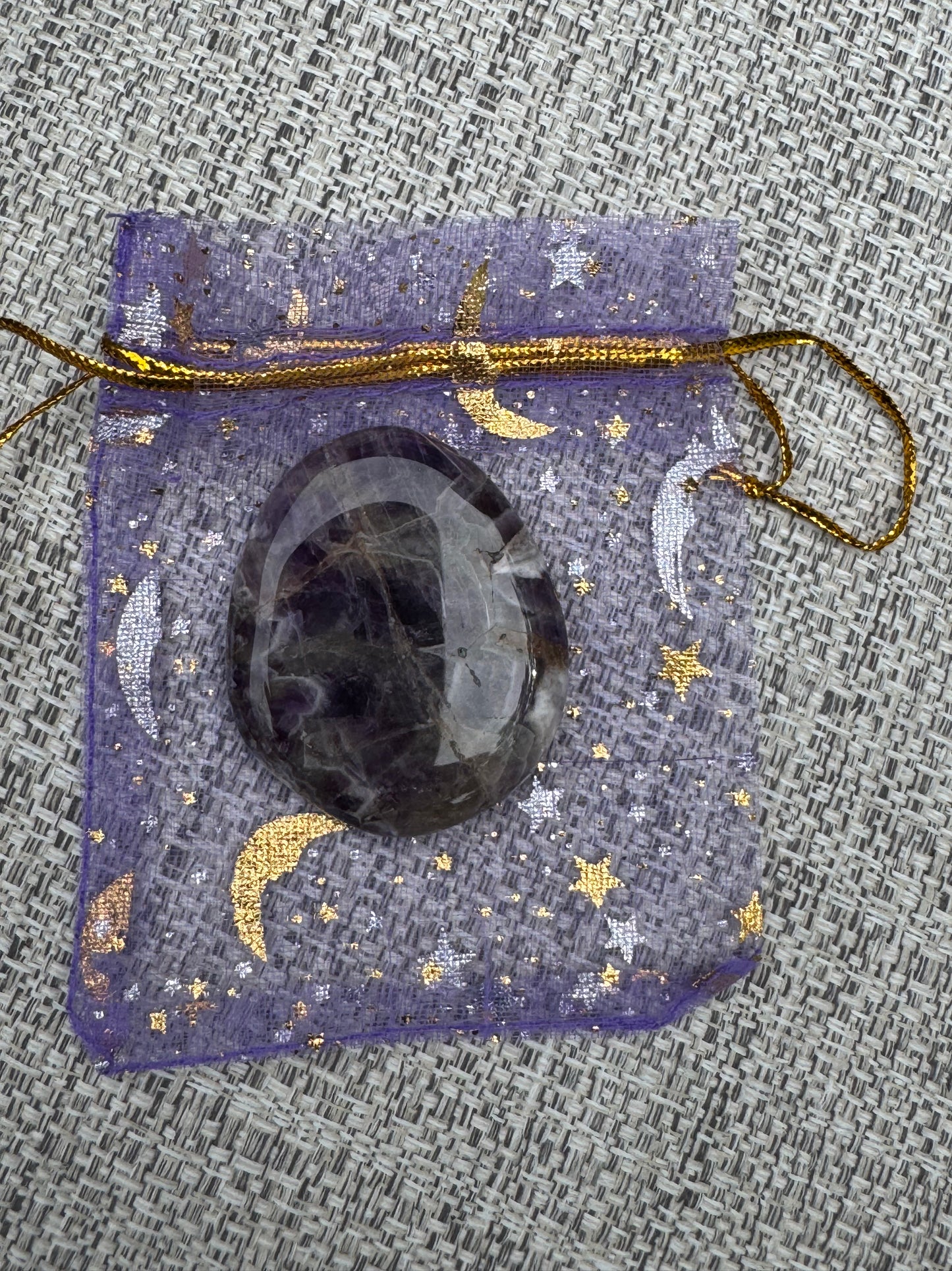 Enhance Your Intuition With Crystal Intention Pouch Amethyst Crystal in a Purple Charm Bag