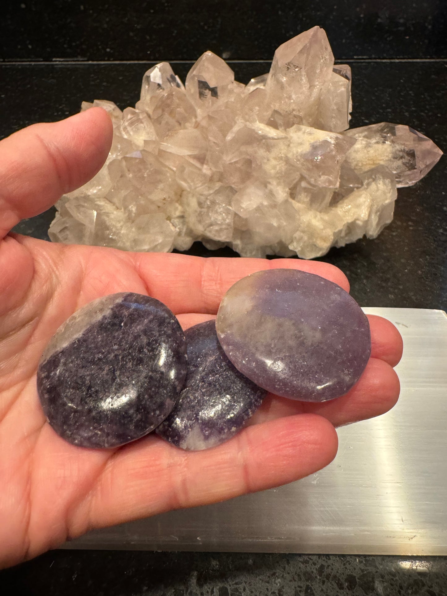 Lepidolite Flat Crystal Smooth Stone