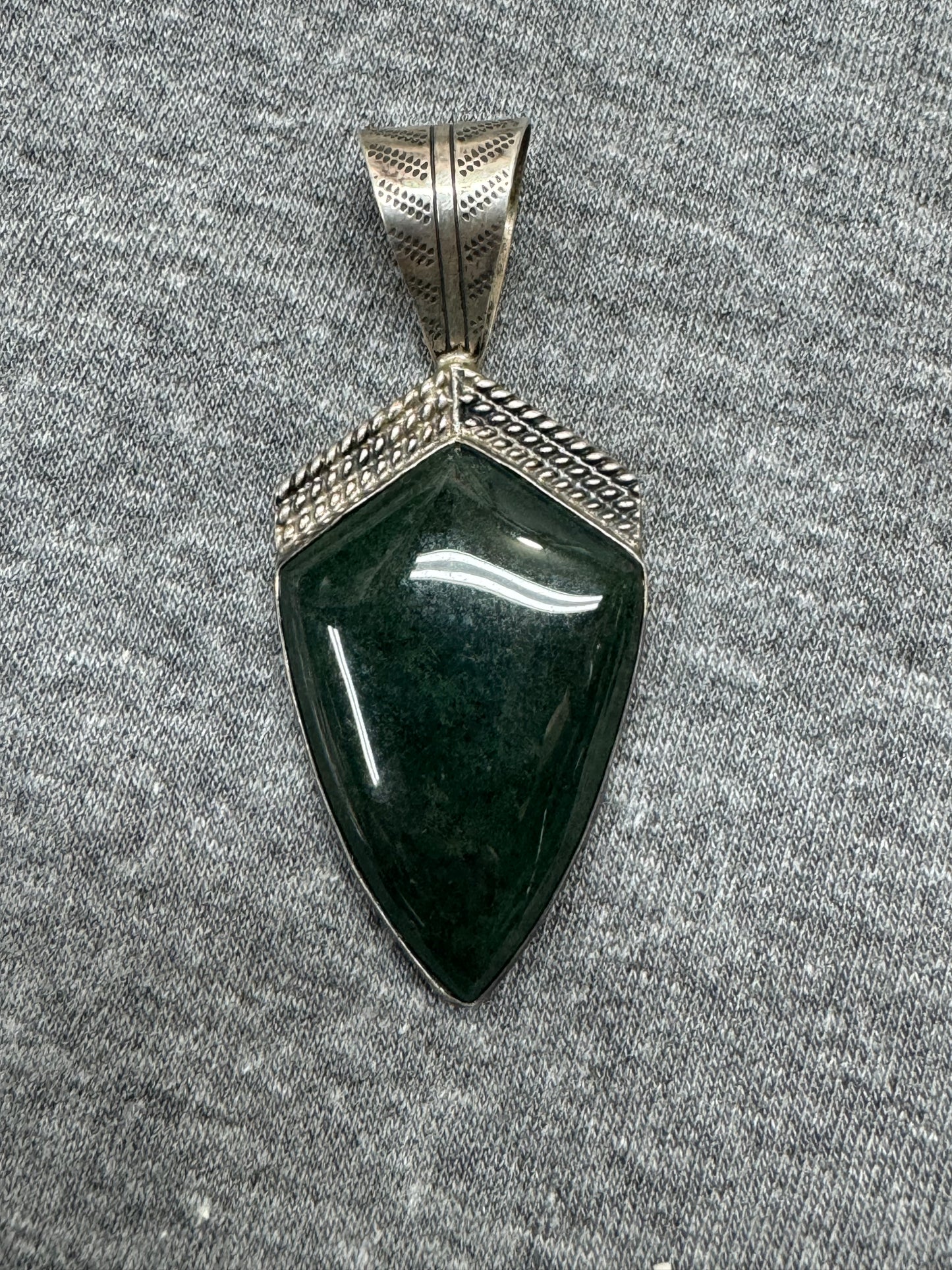 Moss Agate and Sterling Pendant