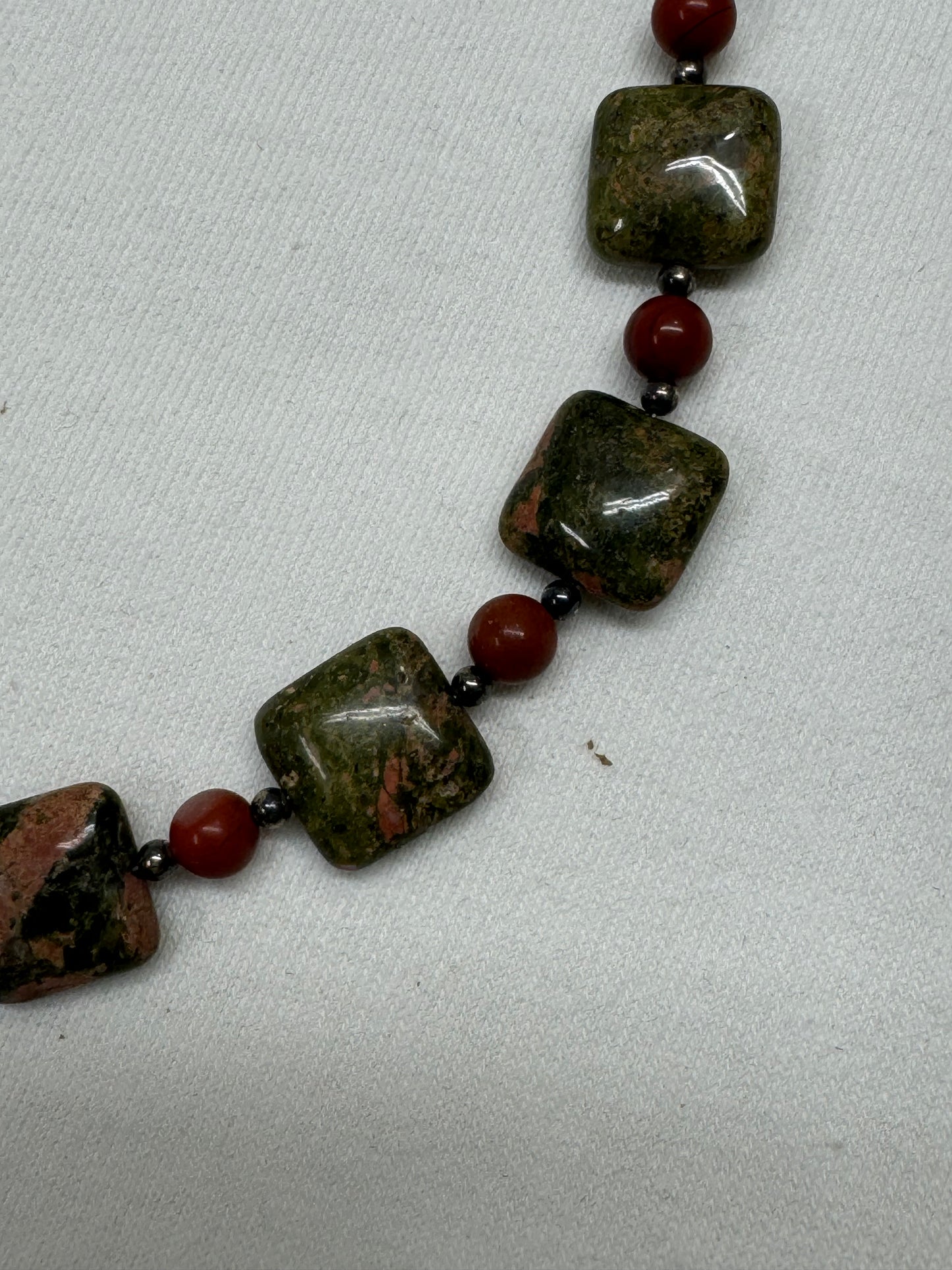 Unakite and Red Jasper Sterling Necklace