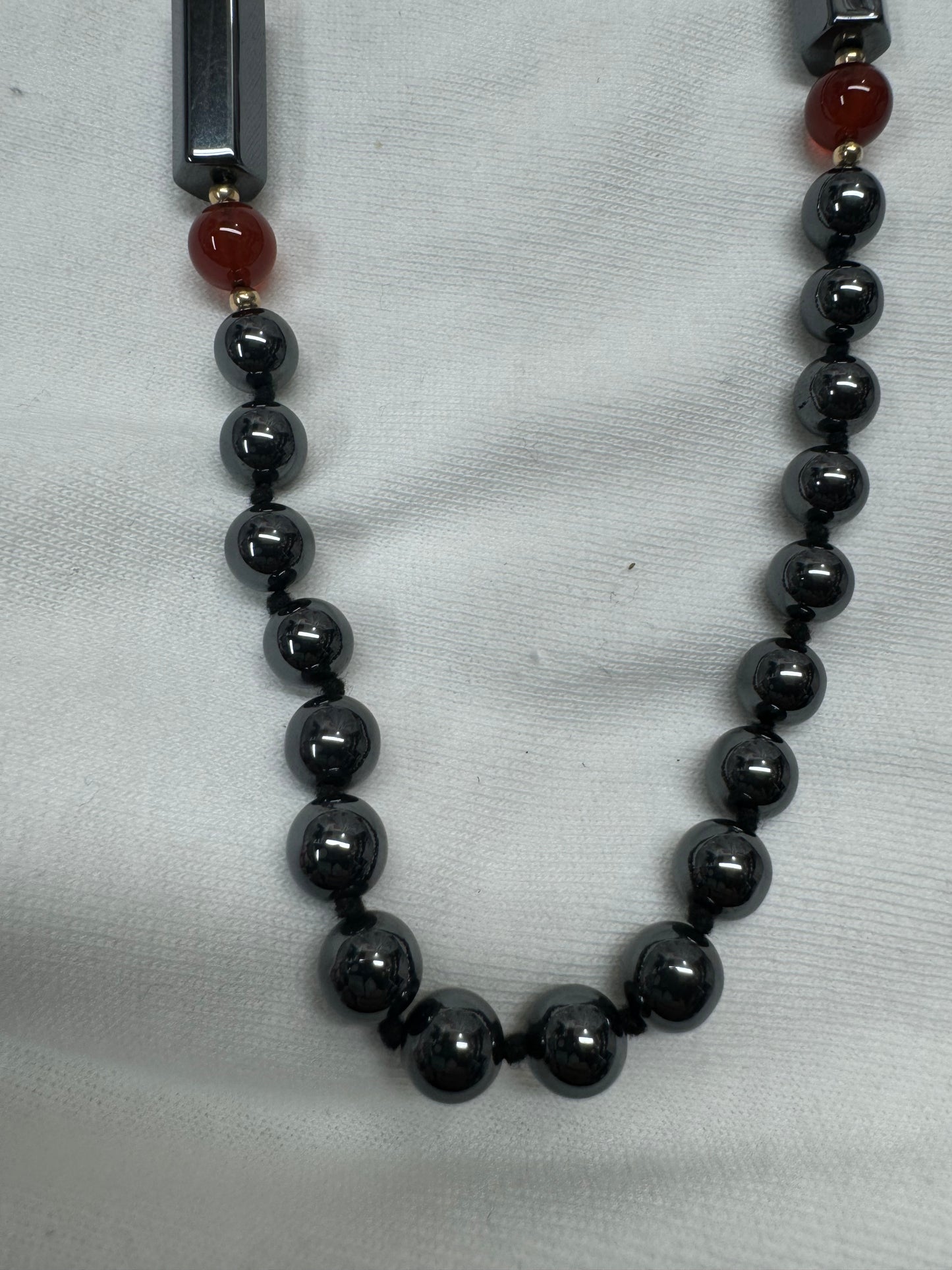 Hematite and Carnelian Necklace - hold for Dana