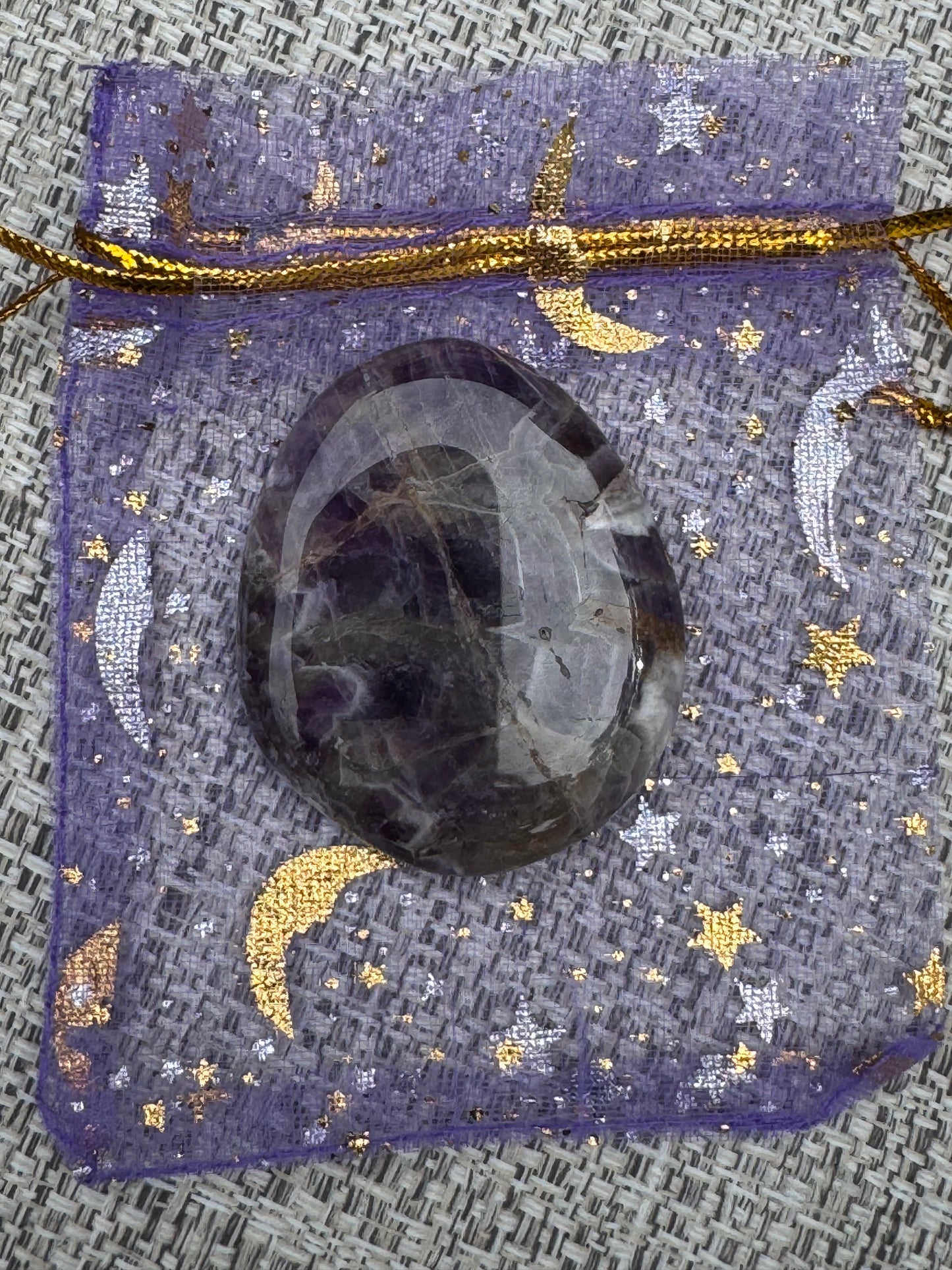Enhance Your Intuition With Crystal Intention Pouch Amethyst Crystal in a Purple Charm Bag