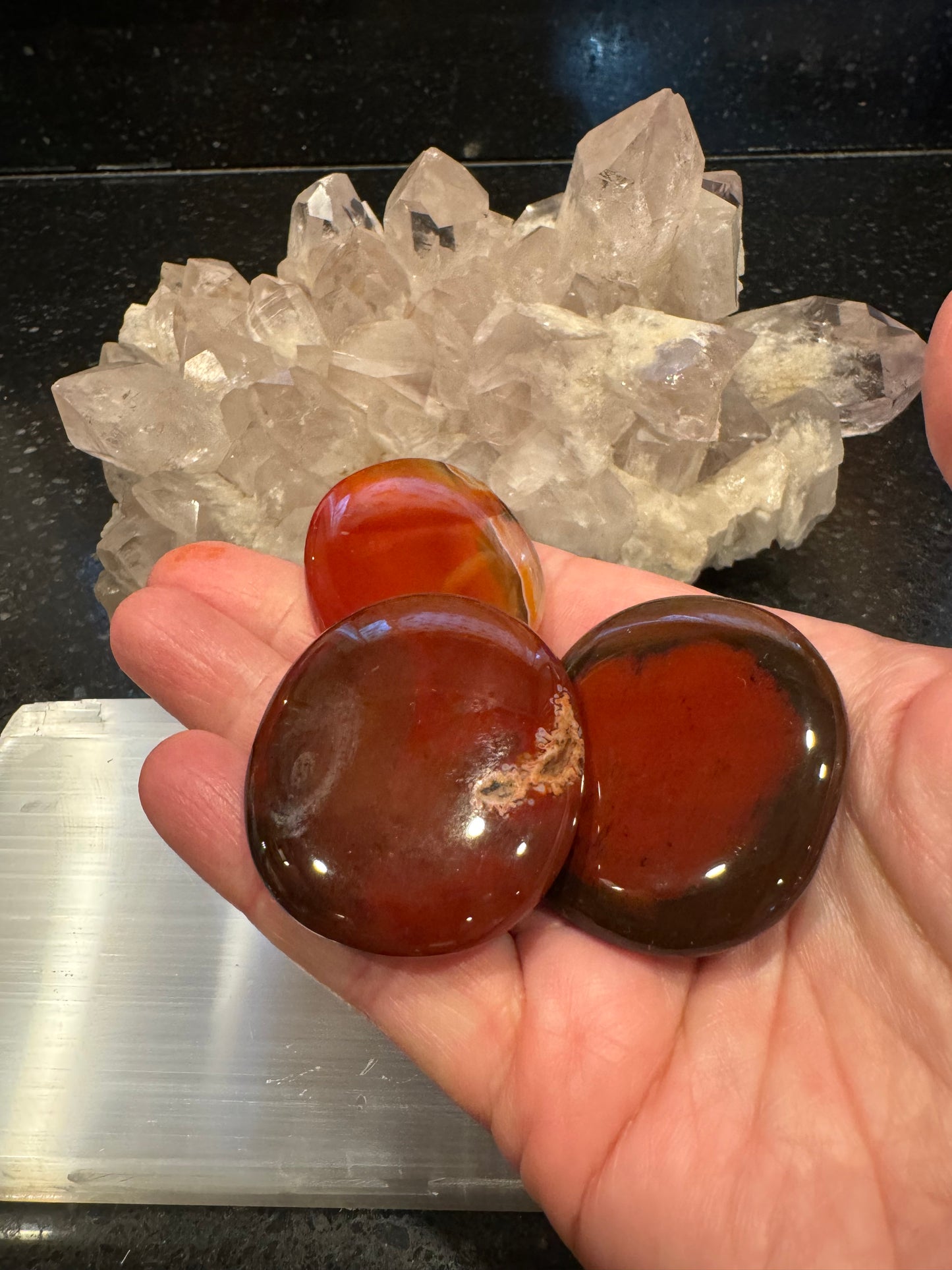 Carnelian Crystal Flat Smooth Stone