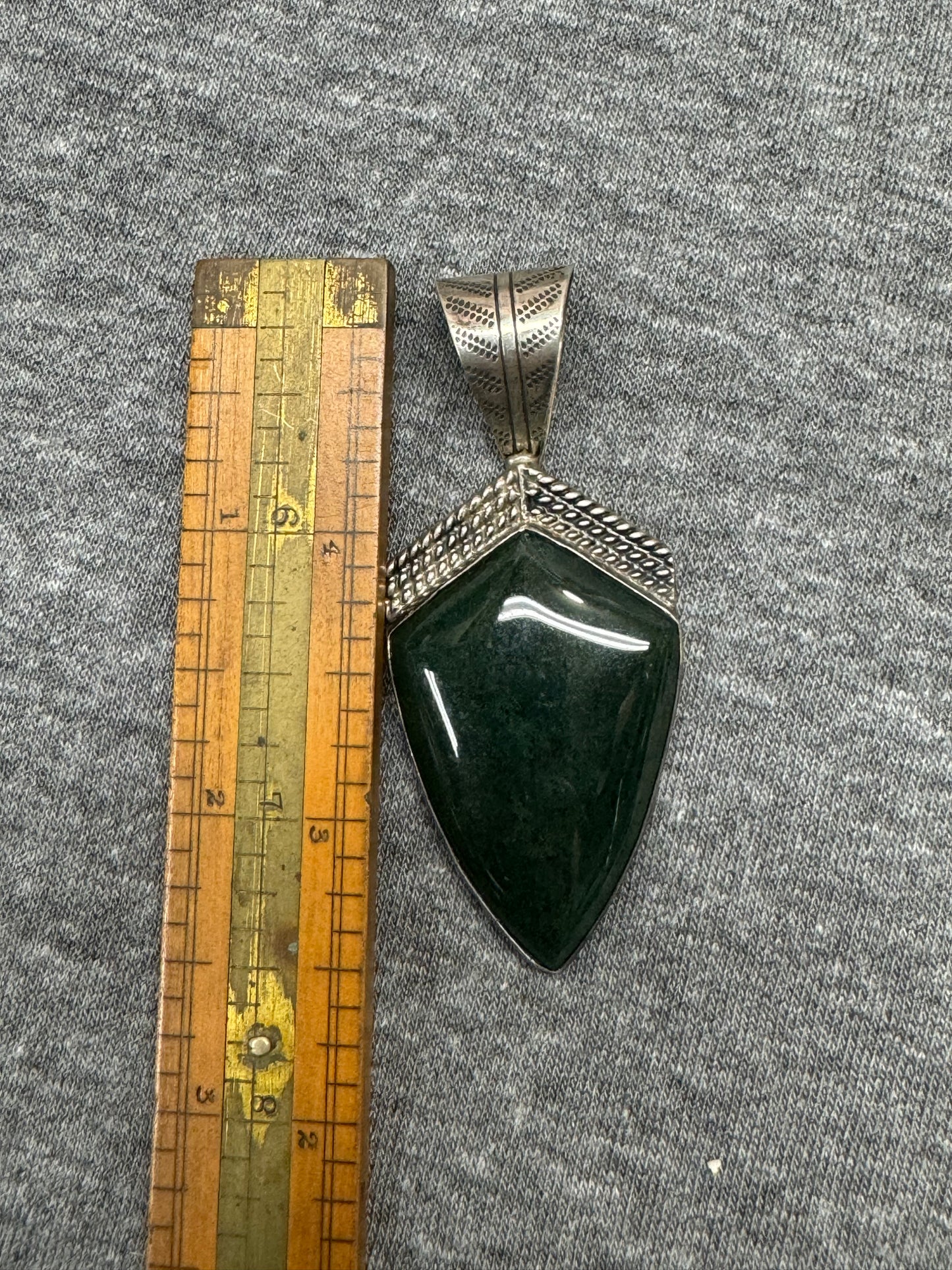 Moss Agate and Sterling Pendant