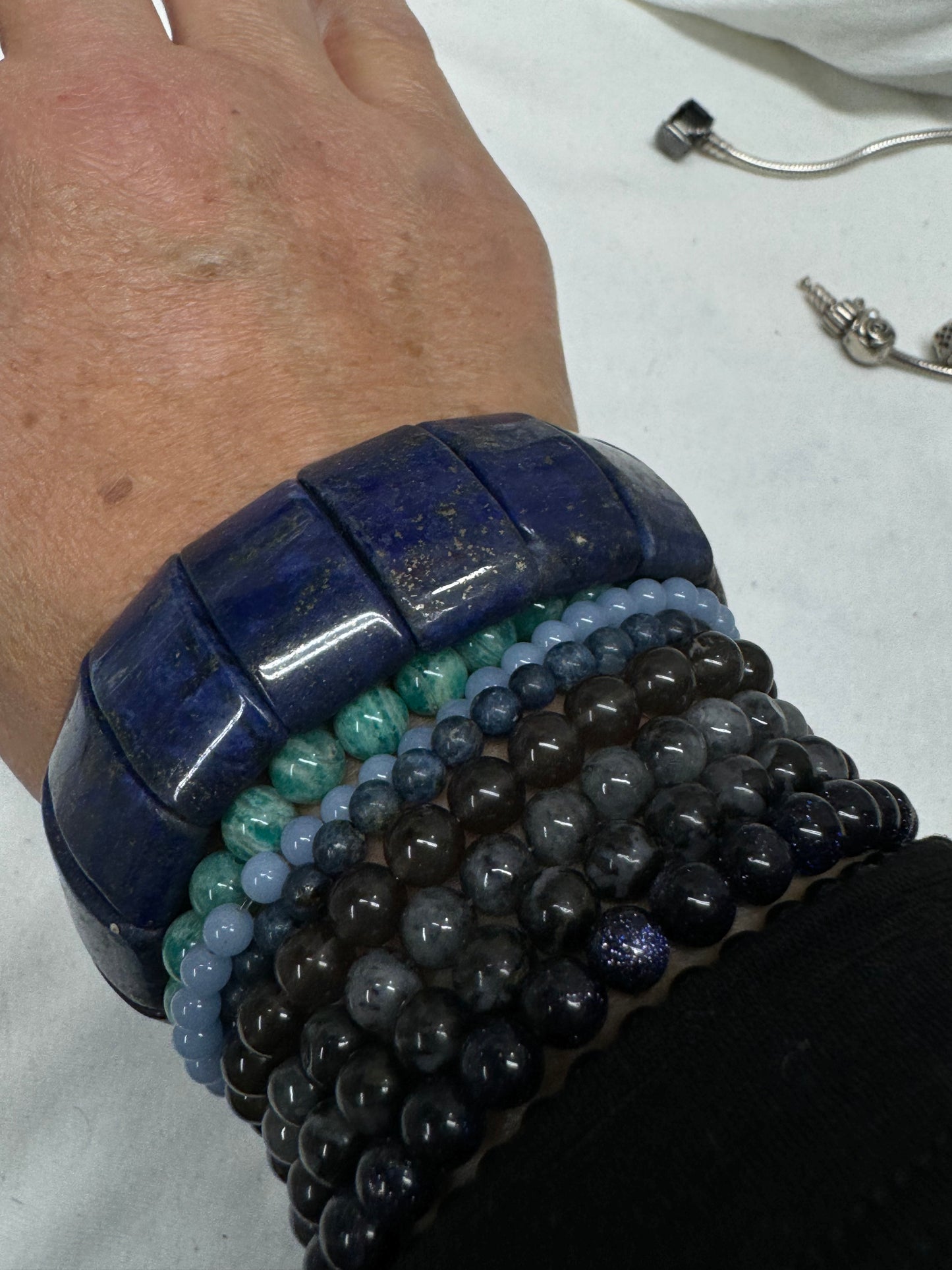 Lapis Stretch Chunky Bracelet - hold for Ariyana