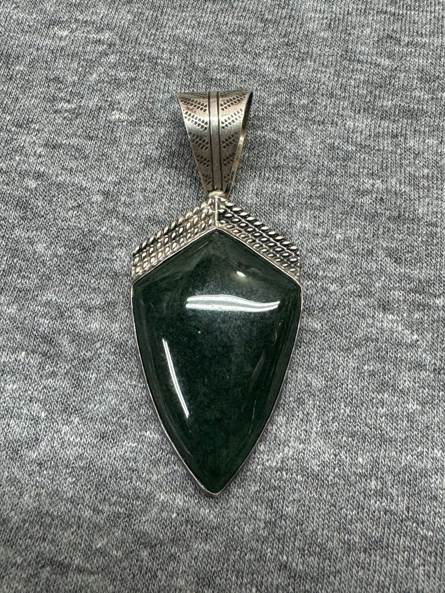 Moss Agate and Sterling Pendant