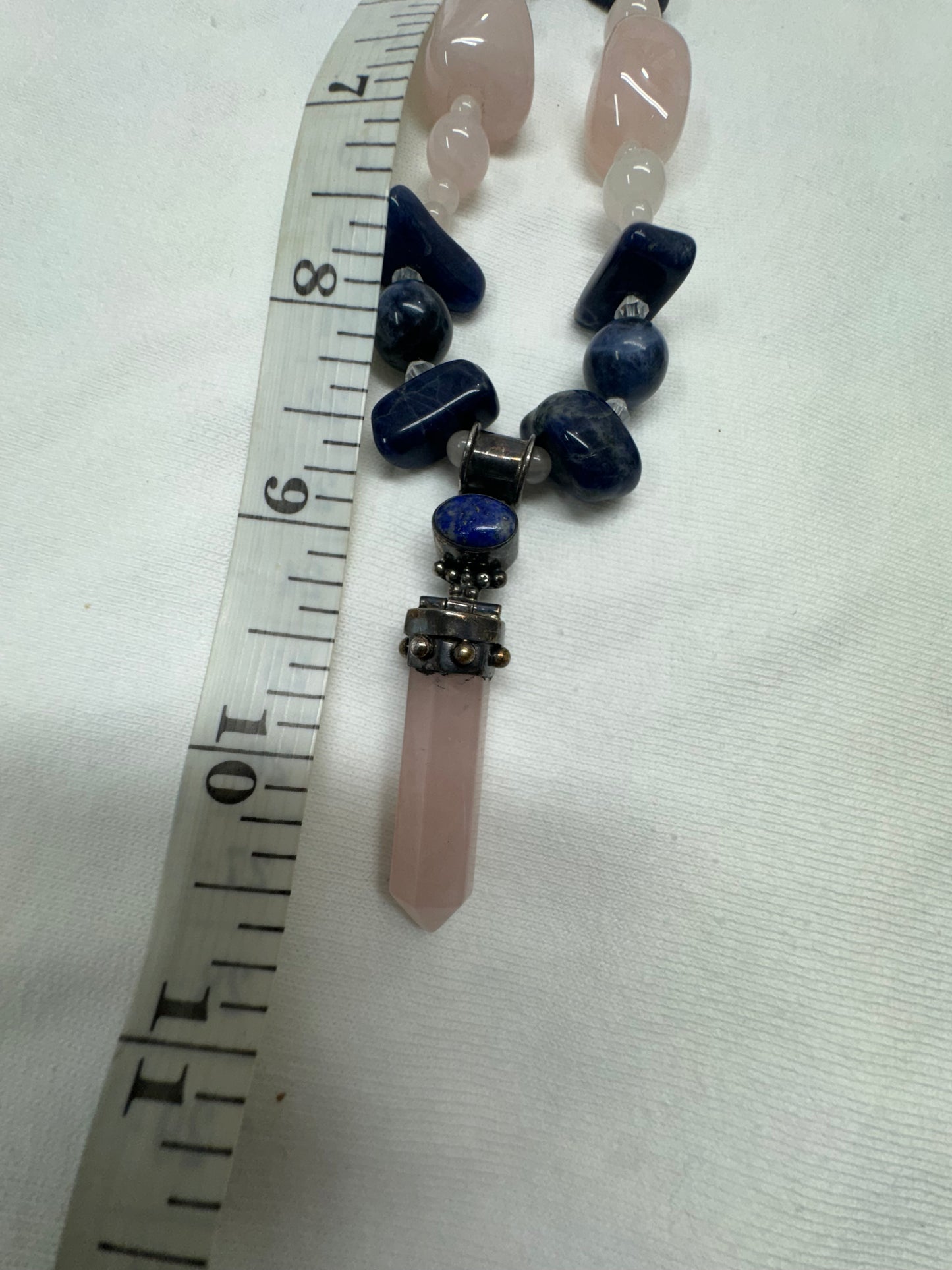 Rose Quartz and Sodalite and sterling Necklace