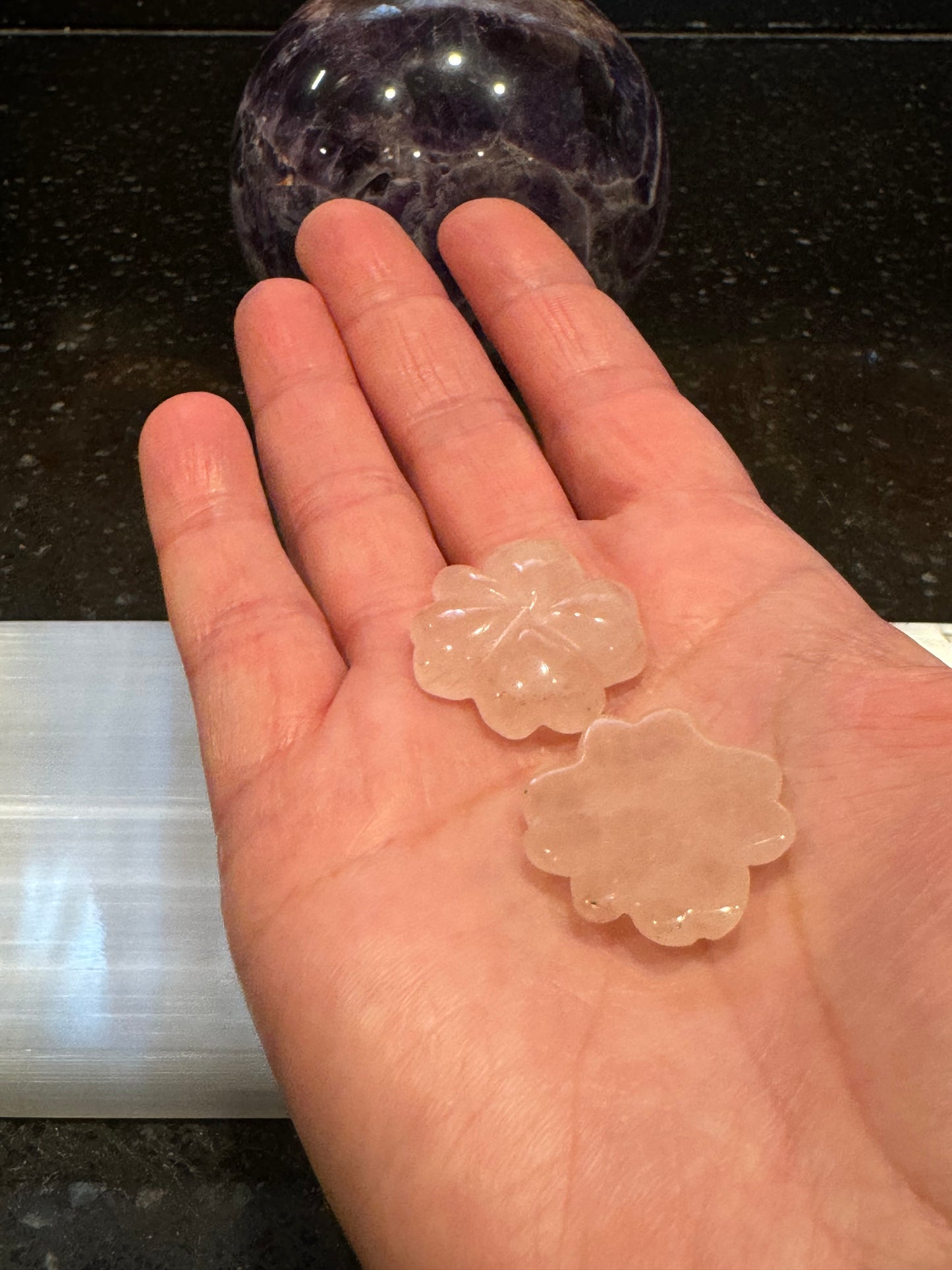 Rose Quartz Clover Set of 2