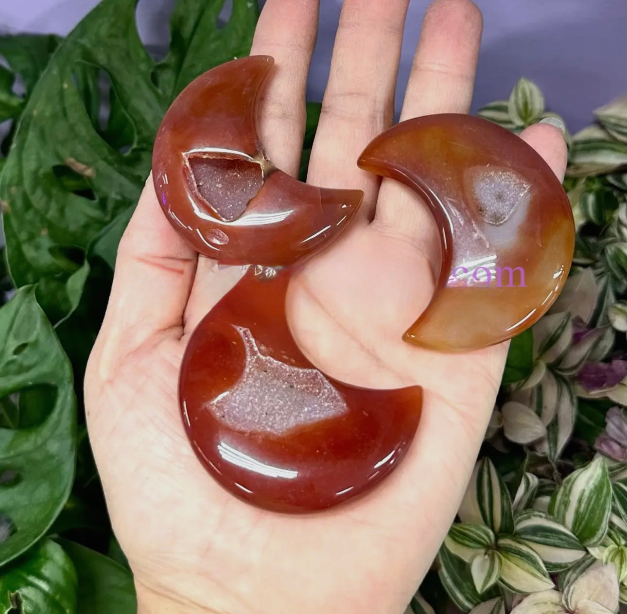 Carnelian Druzy Moon