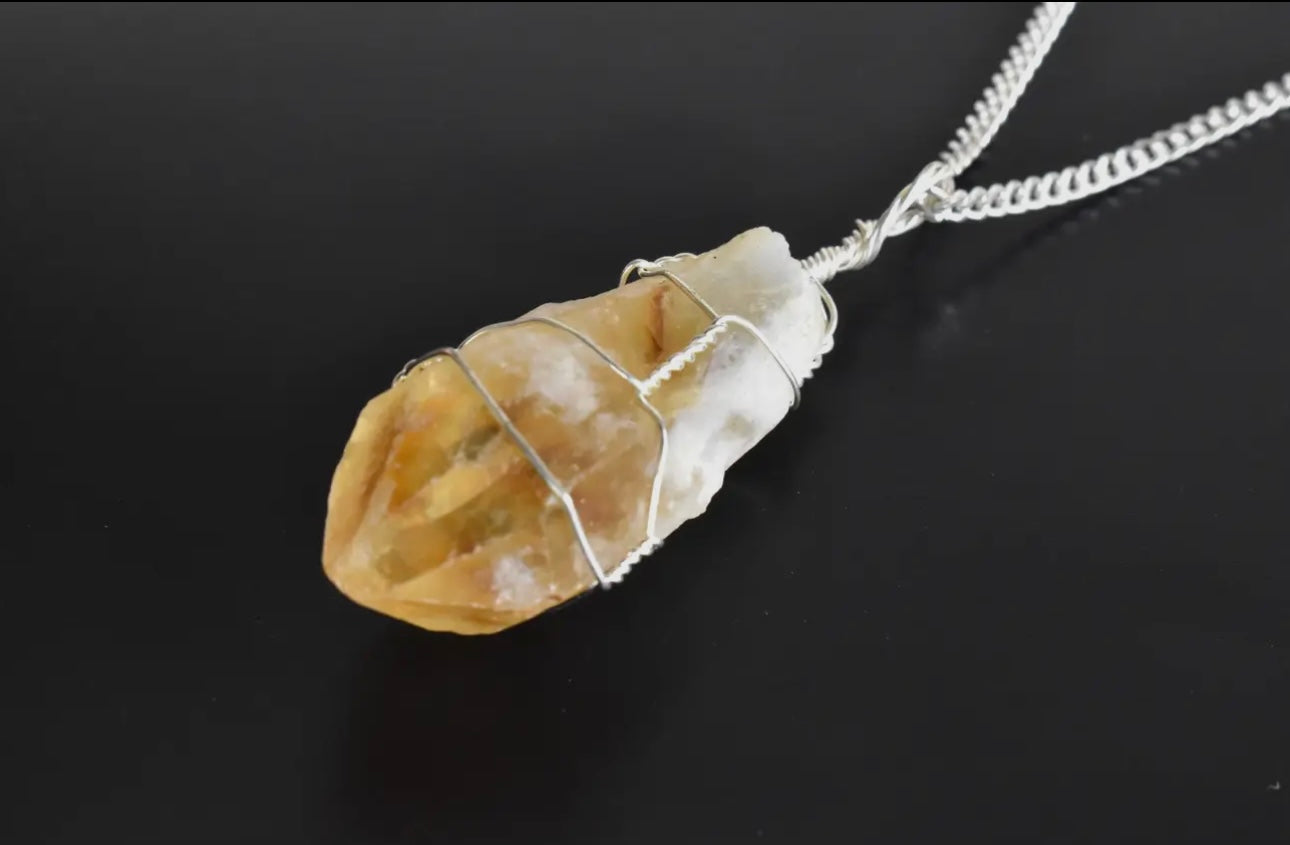 Raw Citrine Crystal Necklace